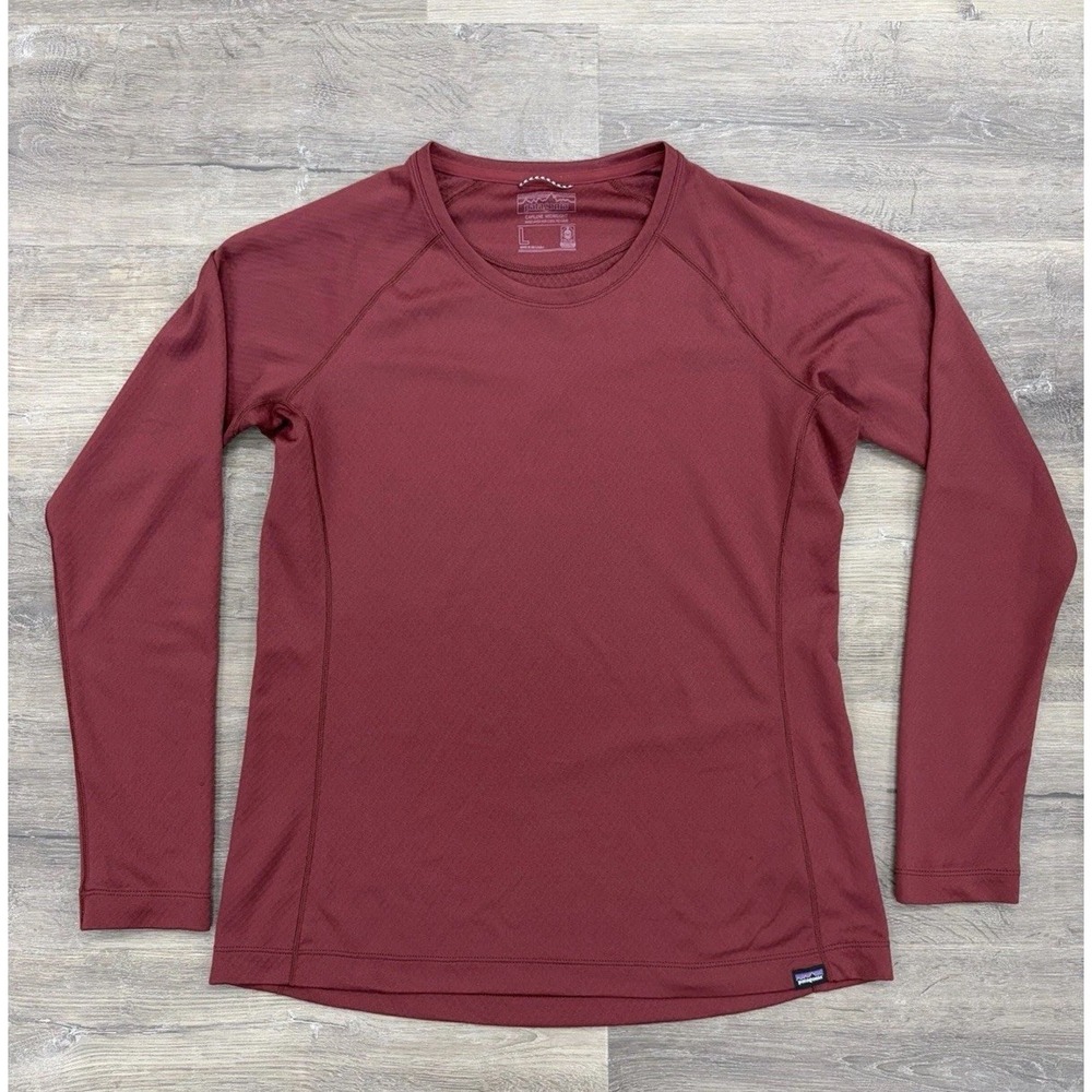 Patagonia Capilene Midweight Shirt Women's Large Red Long Sleeve Baselayer READ